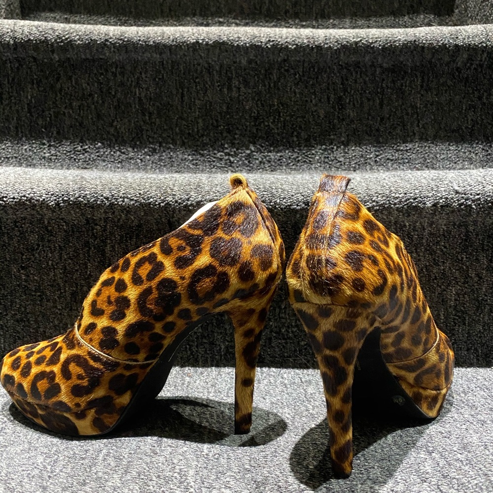 INC Calf hair platform heels.